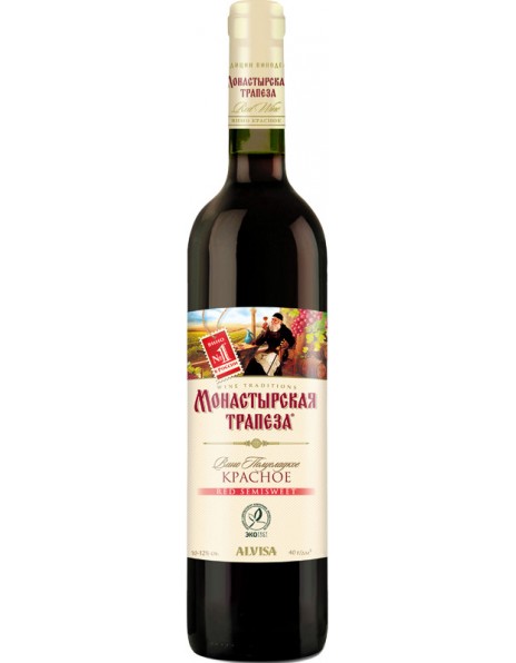 Вино "Монастырская трапеза" Красное полусладкое