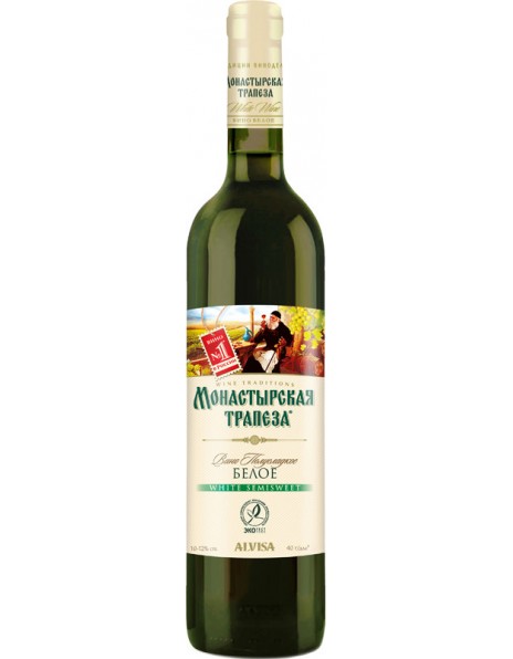 Вино "Монастырская трапеза" Белое полусладкое