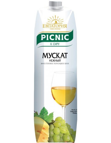 Вино "Picnic" Muscat Nezhnij, Tetra Pak, 1 л