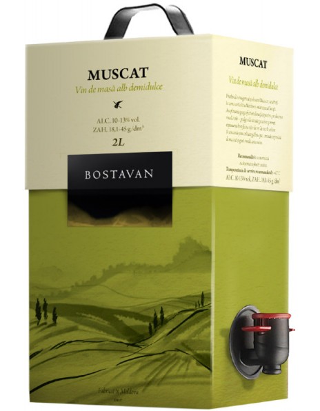 Вино Bostavan, Muscat Demidulce, bag-in-box, 2 л
