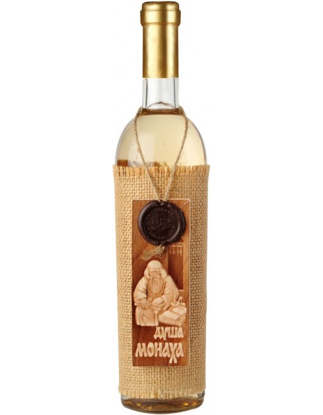 Вино "Душа Монаха" Белое полусладкое (деревянная этикетка), 0.7 л