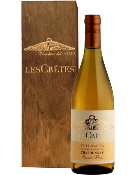 Вино Les Cretes, Chardonnay "Cuvee Bois", 2014, wooden box, 1.5 л
